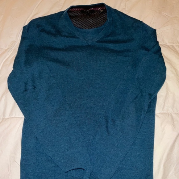 Ted Baker, 100% Merino Wool Sweater, Teal, Large Size (5) - Picture 1 of 4